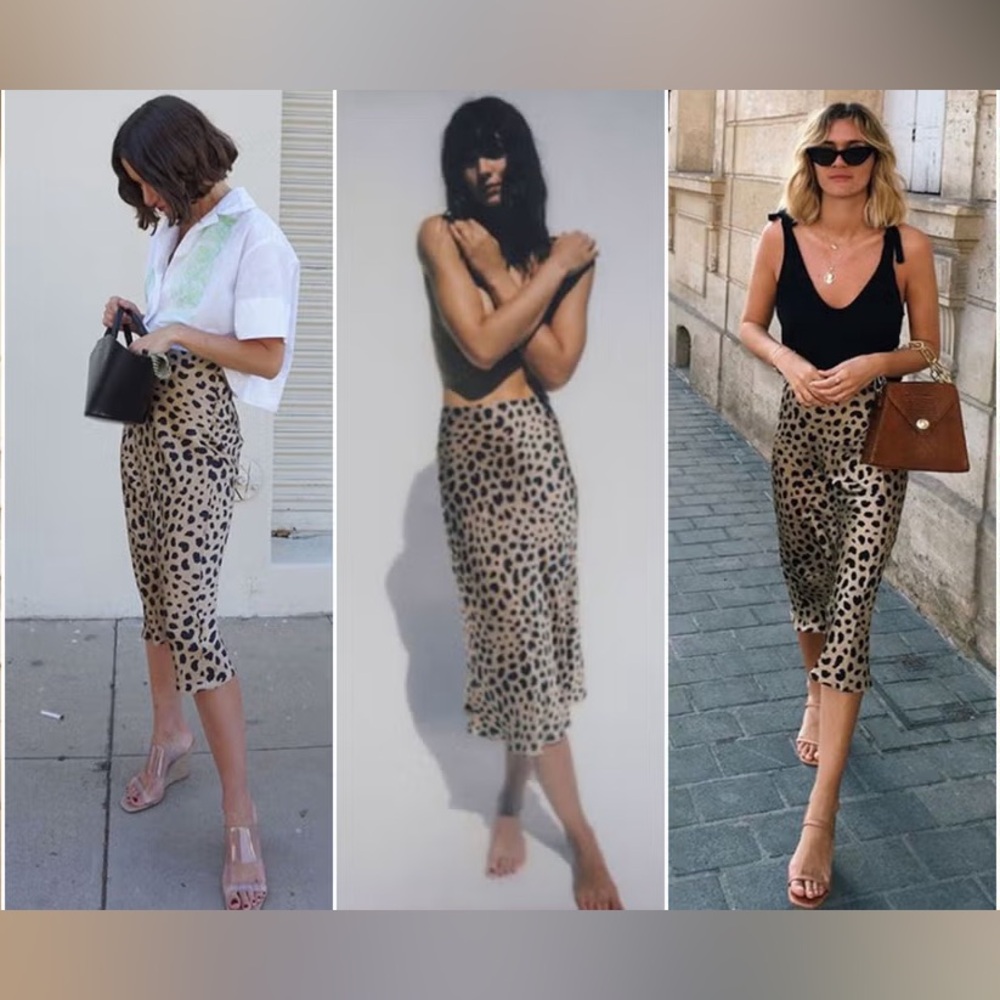 Realisation Leopard-Print A-Line Skirt - Beige and Black